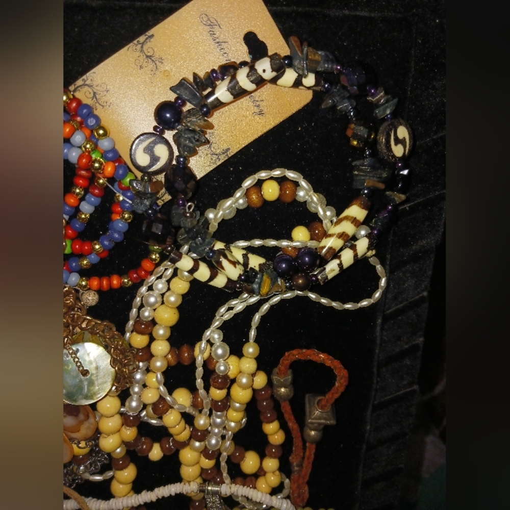 1.994lbs Mixed Jewelry Bag, Natural,  Sea Ocean, Mother OP, Ethnic, Faux Stone
